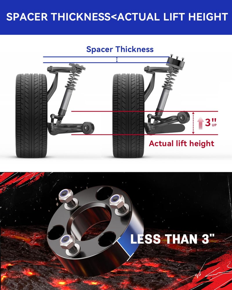 Richeer 3 inch Leveling Lift Kit Compatible with 2004-2026 F150, Leveling Lift Kit Fit for 2004-2026 F150 2WD 4WD, 2003-2018 Expedition Forged Front Strut Spacers Raise the Front of your F150 by 3" - Image 5